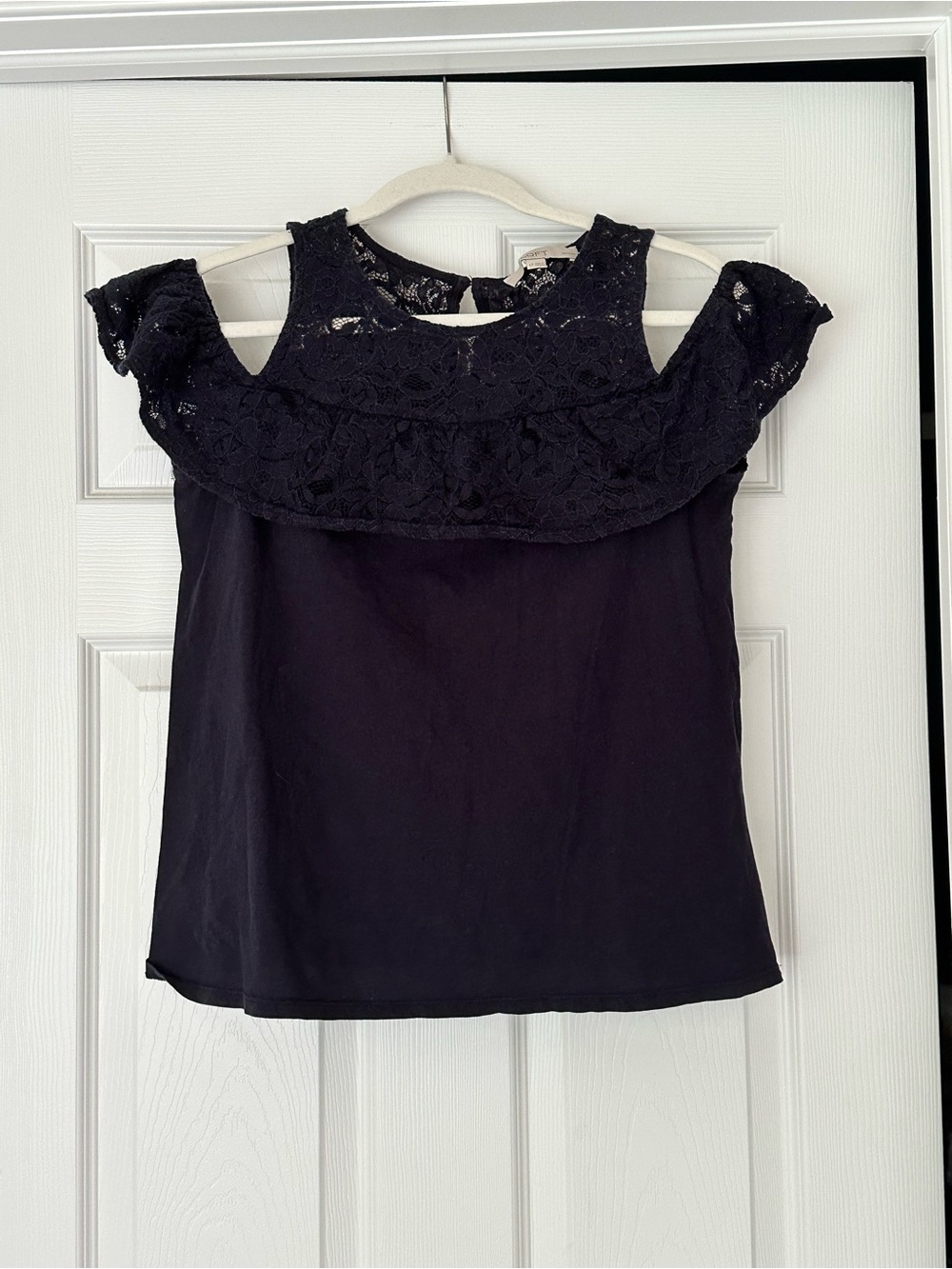 Loft Women’s Navy Lace Cold-Shoulder Blouse
